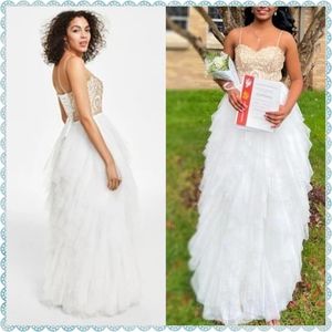 White Ruffle embellished gown Say Yes To The Prom Juniors Size 3